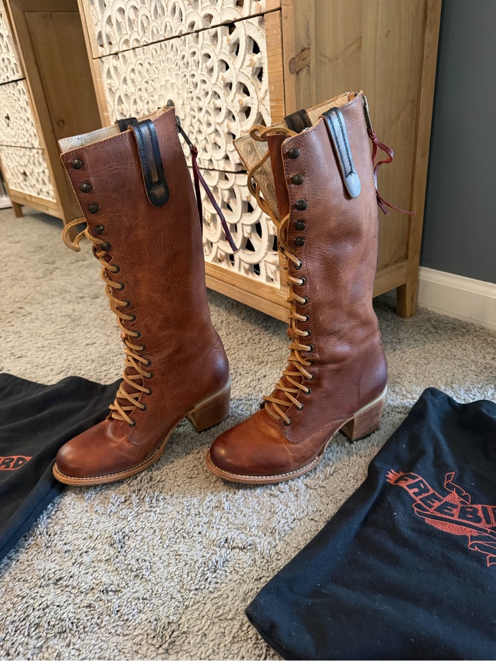 Women's Freebird Brown Leather Lace-Up Boot